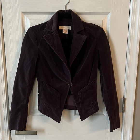 Vintage 90s Calvin Klein Jeans Dark Purple Blazer XS - Picture 1 of 8